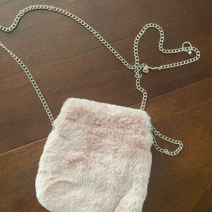 Chic Pink Faux Fur Crossbody Bag